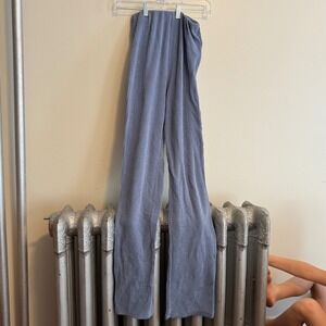 Women's High Waisted Textured Wide Leg Blue Striped Pants Basics Staples Capsule